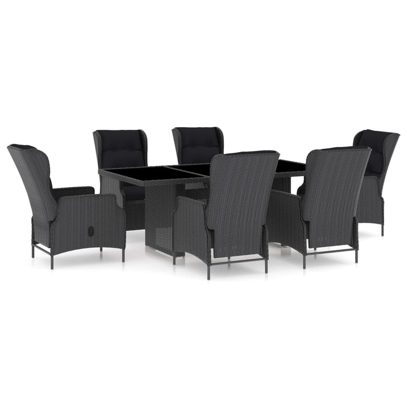 7 Piece Outdoor Dining Set with Cushions Poly Rattan Dark Grey Payday Deals