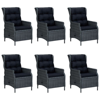 7 Piece Outdoor Dining Set with Cushions Poly Rattan Dark Grey Payday Deals