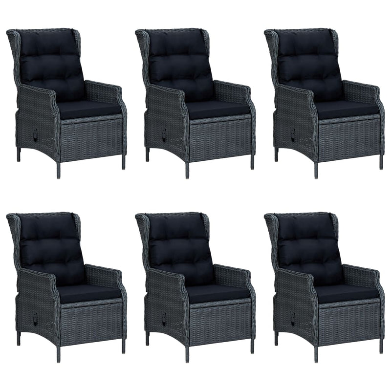 7 Piece Outdoor Dining Set with Cushions Poly Rattan Dark Grey Payday Deals