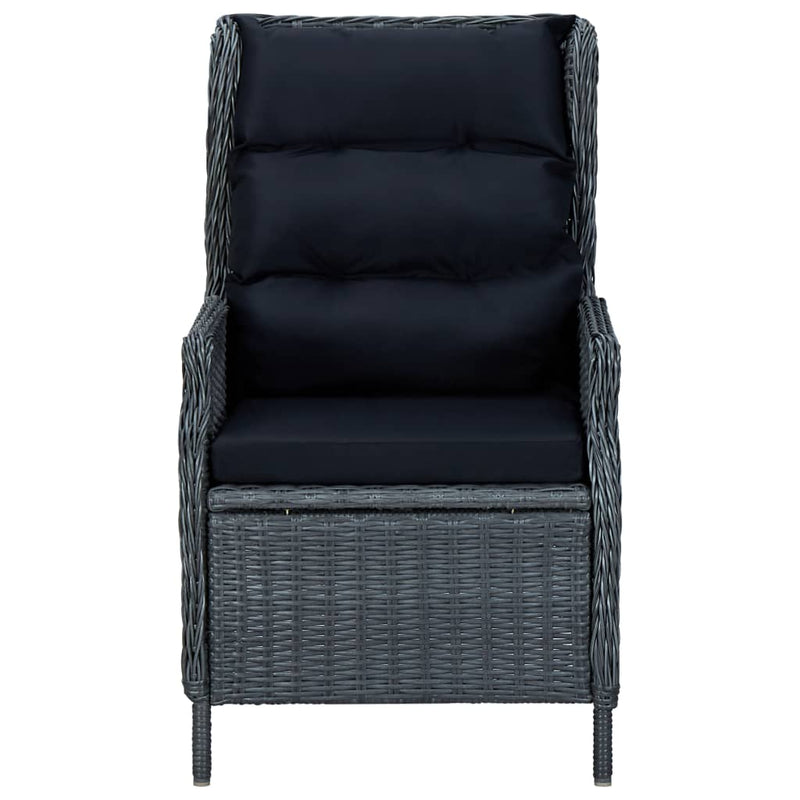 7 Piece Outdoor Dining Set with Cushions Poly Rattan Dark Grey Payday Deals