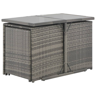 7 Piece Outdoor Dining Set with Cushions Poly Rattan Grey Payday Deals