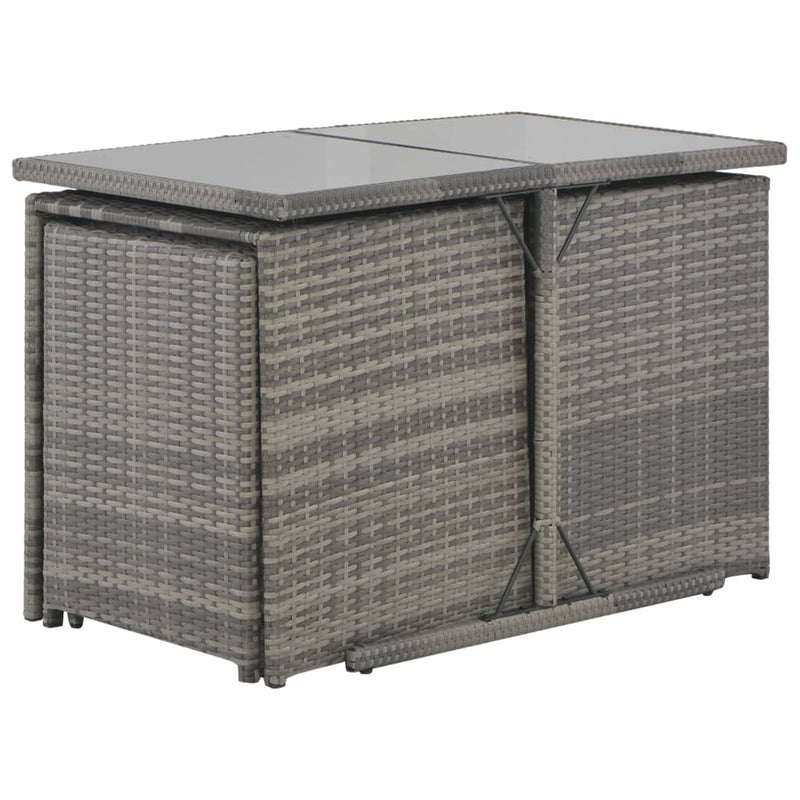 7 Piece Outdoor Dining Set with Cushions Poly Rattan Grey Payday Deals