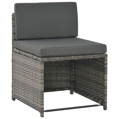 7 Piece Outdoor Dining Set with Cushions Poly Rattan Grey Payday Deals
