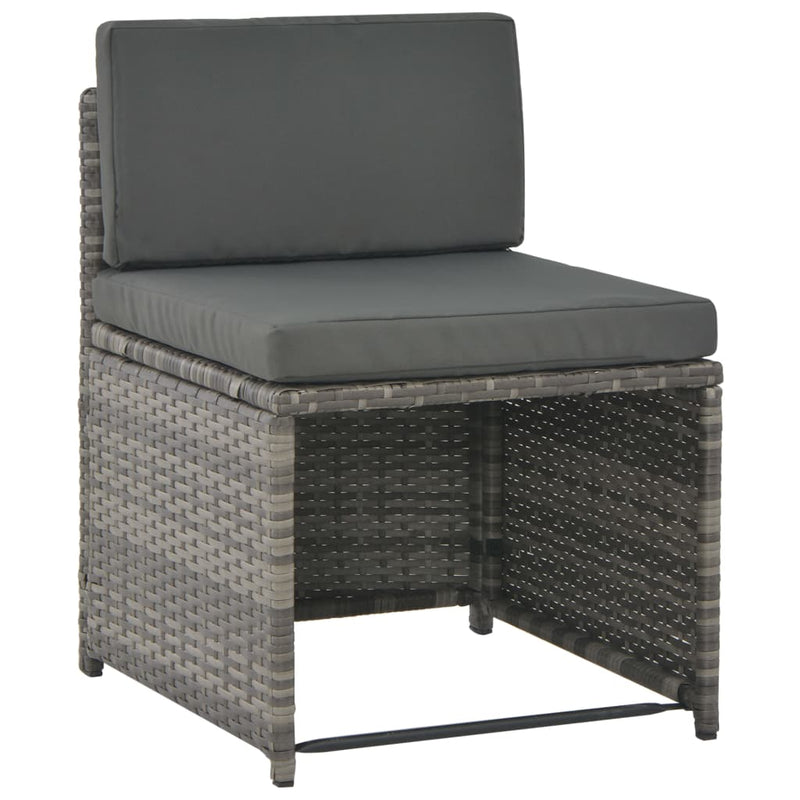 7 Piece Outdoor Dining Set with Cushions Poly Rattan Grey Payday Deals