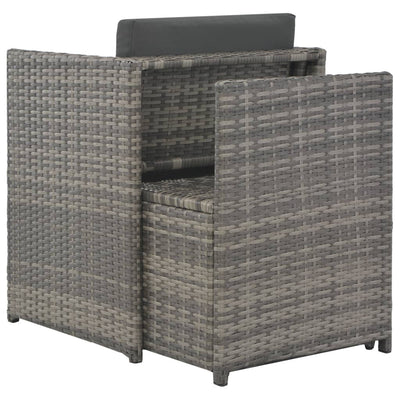 7 Piece Outdoor Dining Set with Cushions Poly Rattan Grey Payday Deals