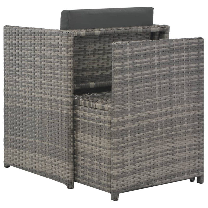 7 Piece Outdoor Dining Set with Cushions Poly Rattan Grey Payday Deals