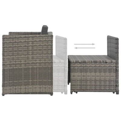 7 Piece Outdoor Dining Set with Cushions Poly Rattan Grey Payday Deals