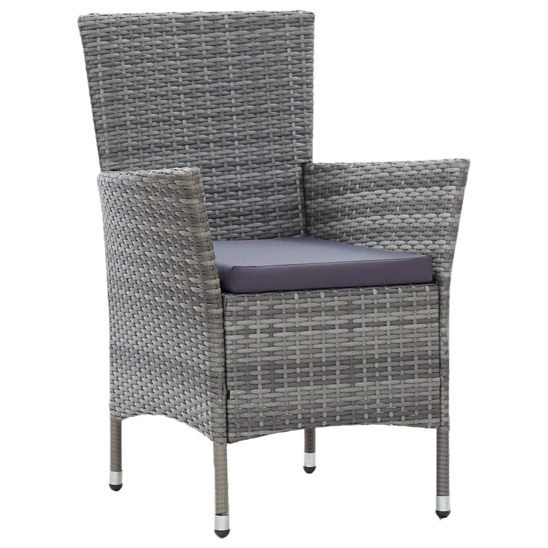 7 Piece Outdoor Dining Set with Cushions Poly Rattan Grey Payday Deals