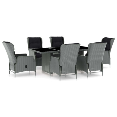 7 Piece Outdoor Dining Set with Cushions Poly Rattan Light Grey Payday Deals