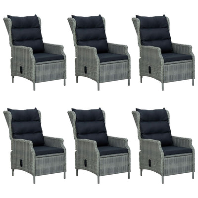 7 Piece Outdoor Dining Set with Cushions Poly Rattan Light Grey Payday Deals
