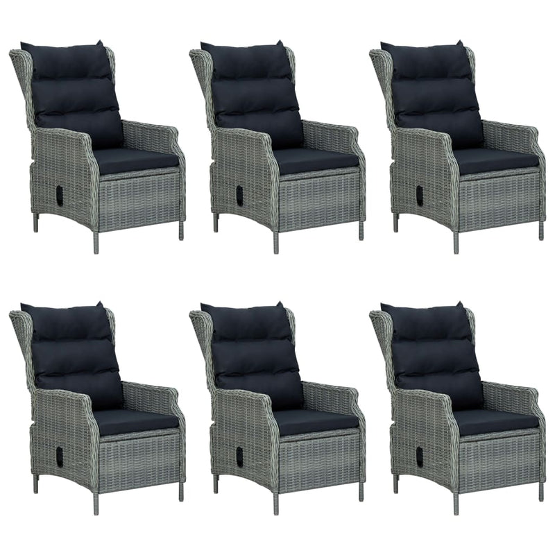 7 Piece Outdoor Dining Set with Cushions Poly Rattan Light Grey Payday Deals