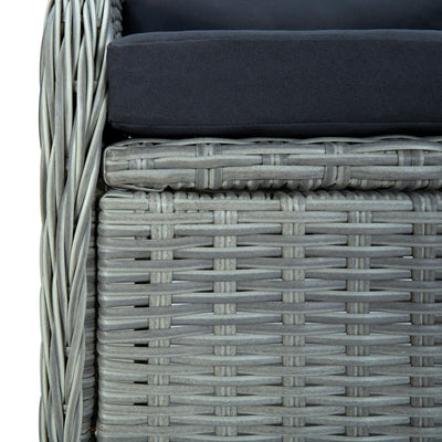 7 Piece Outdoor Dining Set with Cushions Poly Rattan Light Grey Payday Deals