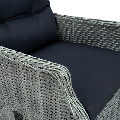 7 Piece Outdoor Dining Set with Cushions Poly Rattan Light Grey Payday Deals