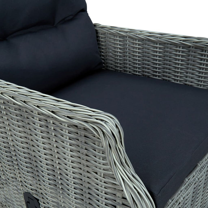 7 Piece Outdoor Dining Set with Cushions Poly Rattan Light Grey Payday Deals