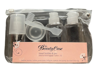 7 Piece The Beauty Case Travel Bottles & Jars Set for Hand Luggage Liquid Containers