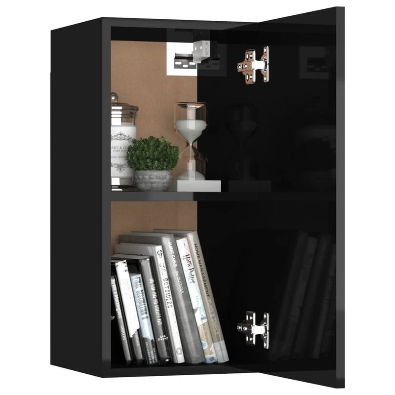 7 Piece TV Cabinet Set High Gloss Black Engineered Wood Payday Deals