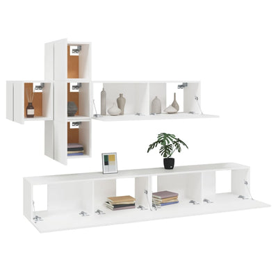 7 Piece TV Cabinet Set White Engineered Wood Payday Deals