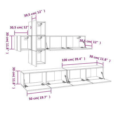 7 Piece TV Cabinet Set White Engineered Wood Payday Deals