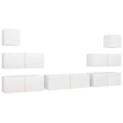 7 Piece TV Cabinet Set White Engineered Wood Payday Deals