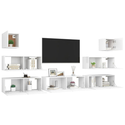 7 Piece TV Cabinet Set White Engineered Wood Payday Deals