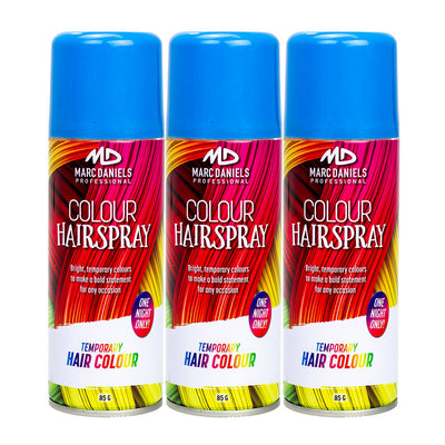 3 x Marc Daniels Hair Colour Spray Blue 85g