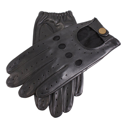 Dents Mens Classic Leather Driving Gloves Unlined Vintage - Black