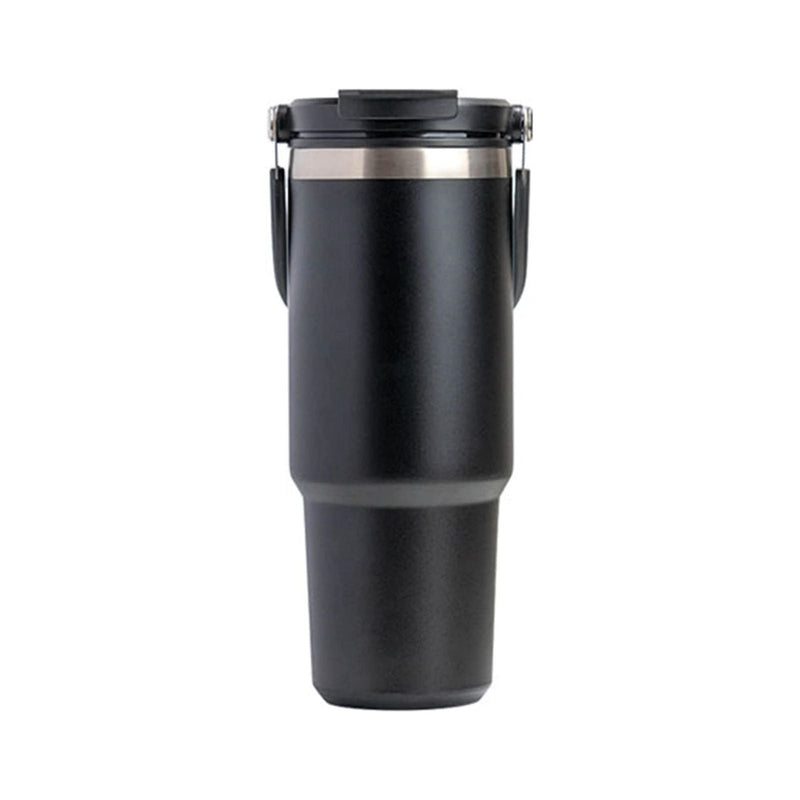 750ML Black Stainless Steel Travel Mug with Leak-proof 2-in-1 Straw and Sip Lid, Vacuum Insulated Coffee Mug for Car, Office, Perfect Gifts, Keeps Liquids Hot or Cold Payday Deals