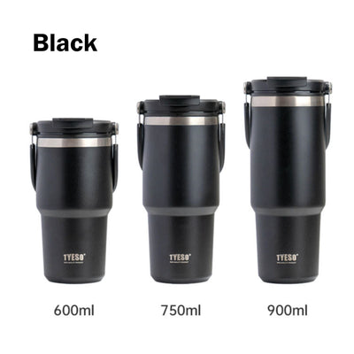 750ML Black Stainless Steel Travel Mug with Leak-proof 2-in-1 Straw and Sip Lid, Vacuum Insulated Coffee Mug for Car, Office, Perfect Gifts, Keeps Liquids Hot or Cold Payday Deals