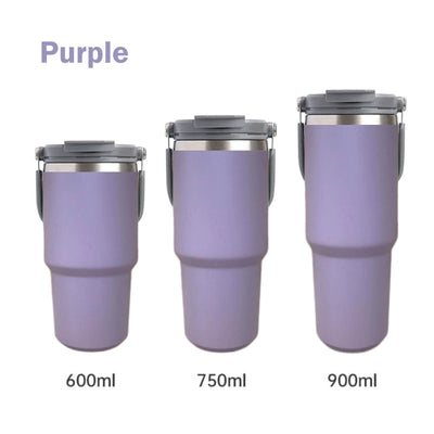 750ML Purple Stainless Steel Travel Mug with Leak-proof 2-in-1 Straw and Sip Lid, Vacuum Insulated Coffee Mug for Car, Office, Perfect Gifts, Keeps Liquids Hot or Cold Payday Deals