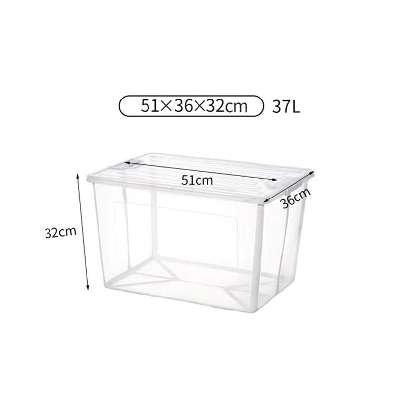 37 Litre Modular Clear Foldable Storage Box with Lid Plastic Tub Collapsible 