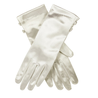 Dents Womens Satin Wrist Length Occasion Gloves with 2 Button Trim - Ivory