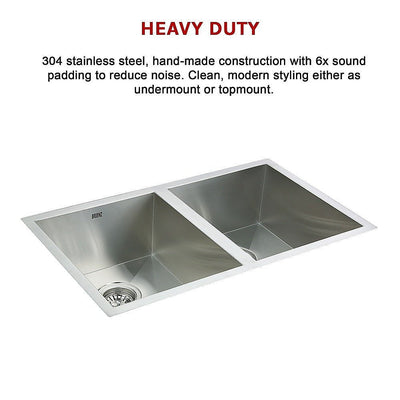 770x450mm Handmade Stainless Steel Undermount / Topmount Kitchen Sink with Waste Payday Deals