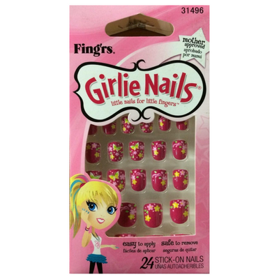 Fing'Rs Pk24 Girlie Nails Little Nails For Little Fingers # 21496 (Carded)