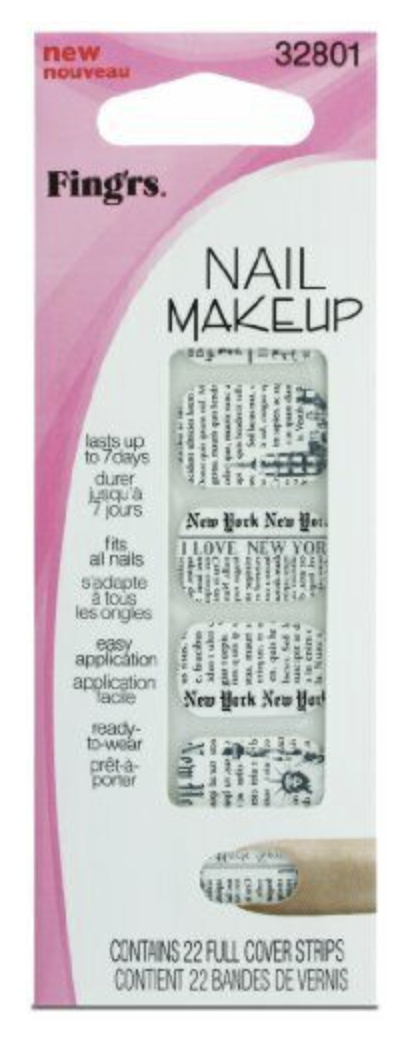 Fing'rs Nail Makeup Full Cover Strips New York Newspaper 32801 - 1 Pack of 22