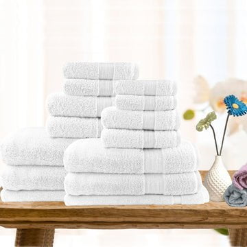 7pc light weight soft cotton bath towel set white Payday Deals