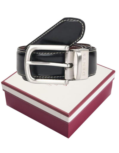 Dents Mens Reversible Lined Leather Belt in Gift Box in Black/Brown