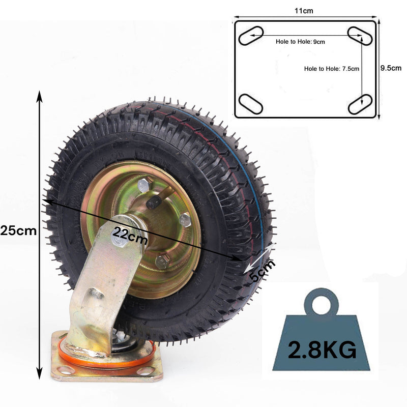 8 Inch Swivel Castor Caster Pneumatic Tyres Tyre Wheels Trolley Cart Wheelbarrow Payday Deals