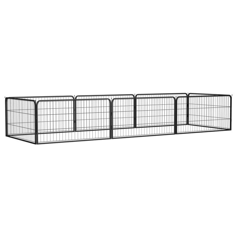 8-Panel Dog Playpen Black 100x50 cm Powder-coated Steel Payday Deals