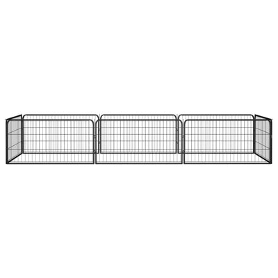 8-Panel Dog Playpen Black 100x50 cm Powder-coated Steel Payday Deals