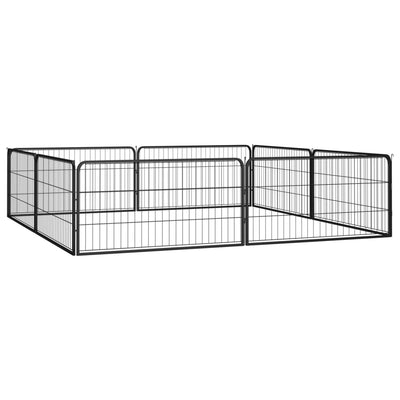 8-Panel Dog Playpen Black 100x50 cm Powder-coated Steel Payday Deals