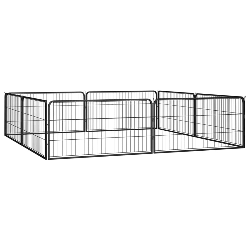 8-Panel Dog Playpen Black 100x50 cm Powder-coated Steel Payday Deals