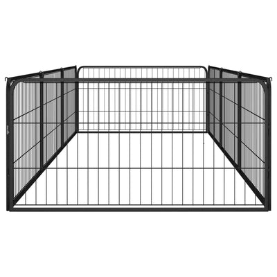 8-Panel Dog Playpen Black 100x50 cm Powder-coated Steel Payday Deals