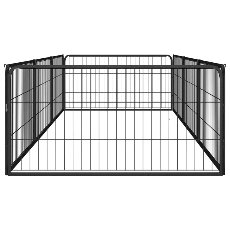 8-Panel Dog Playpen Black 100x50 cm Powder-coated Steel Payday Deals