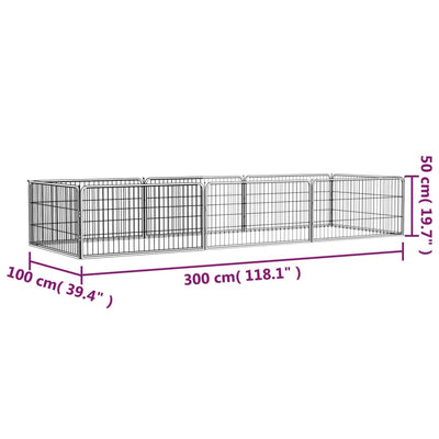 8-Panel Dog Playpen Black 100x50 cm Powder-coated Steel Payday Deals