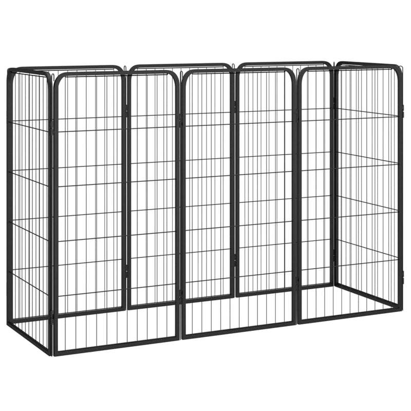 8-Panel Dog Playpen Black 50x100 cm Powder-coated Steel Payday Deals