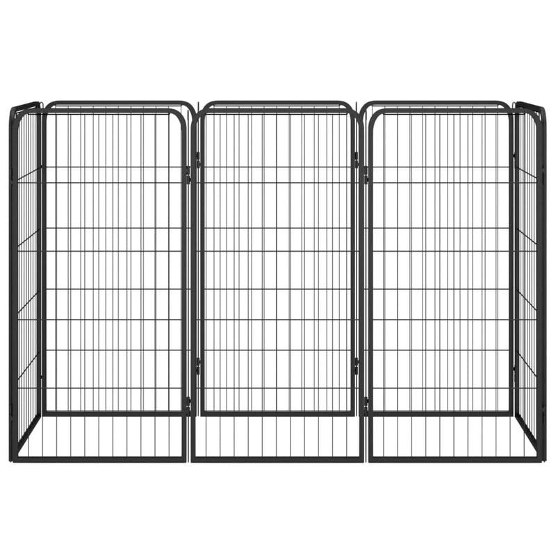 8-Panel Dog Playpen Black 50x100 cm Powder-coated Steel Payday Deals