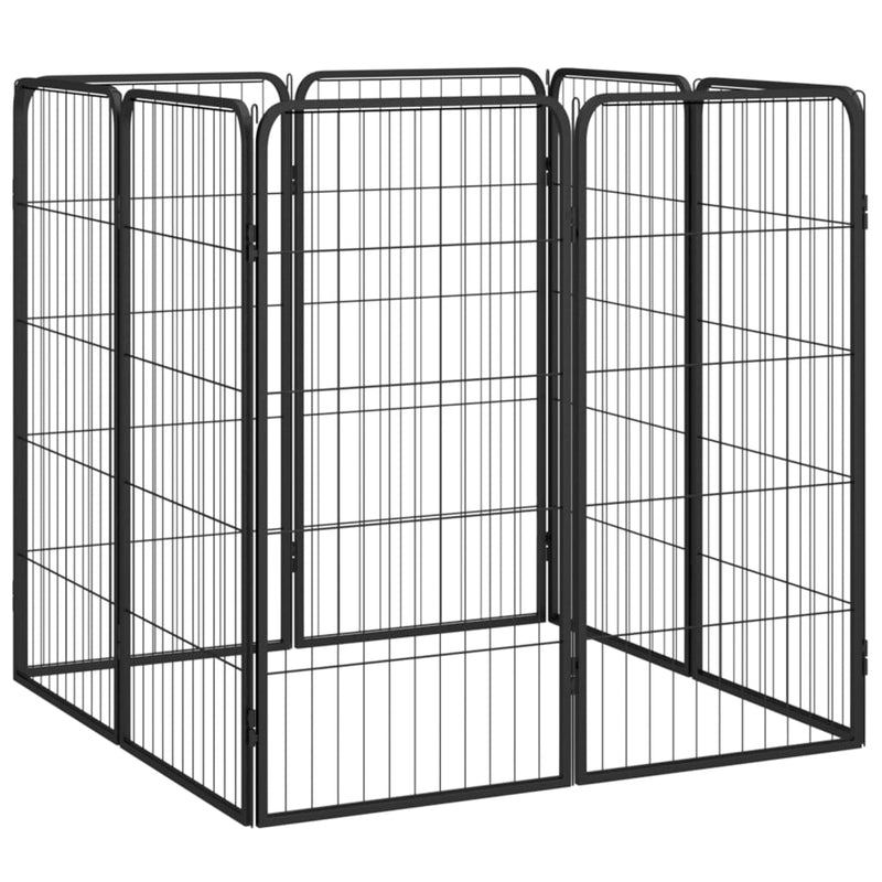 8-Panel Dog Playpen Black 50x100 cm Powder-coated Steel Payday Deals