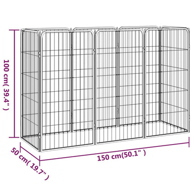 8-Panel Dog Playpen Black 50x100 cm Powder-coated Steel Payday Deals