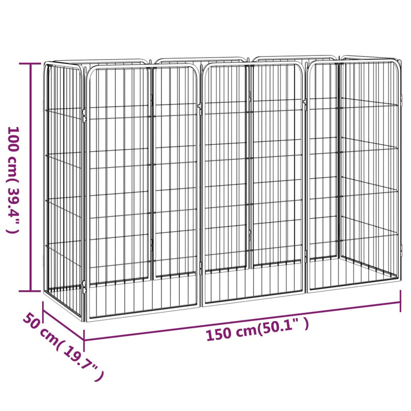 8-Panel Dog Playpen Black 50x100 cm Powder-coated Steel Payday Deals