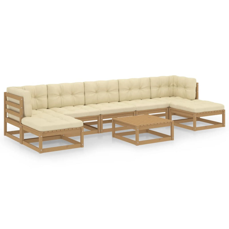 8 Piece Garden Lounge Set&Cushions Honey Brown Solid Pinewood Payday Deals